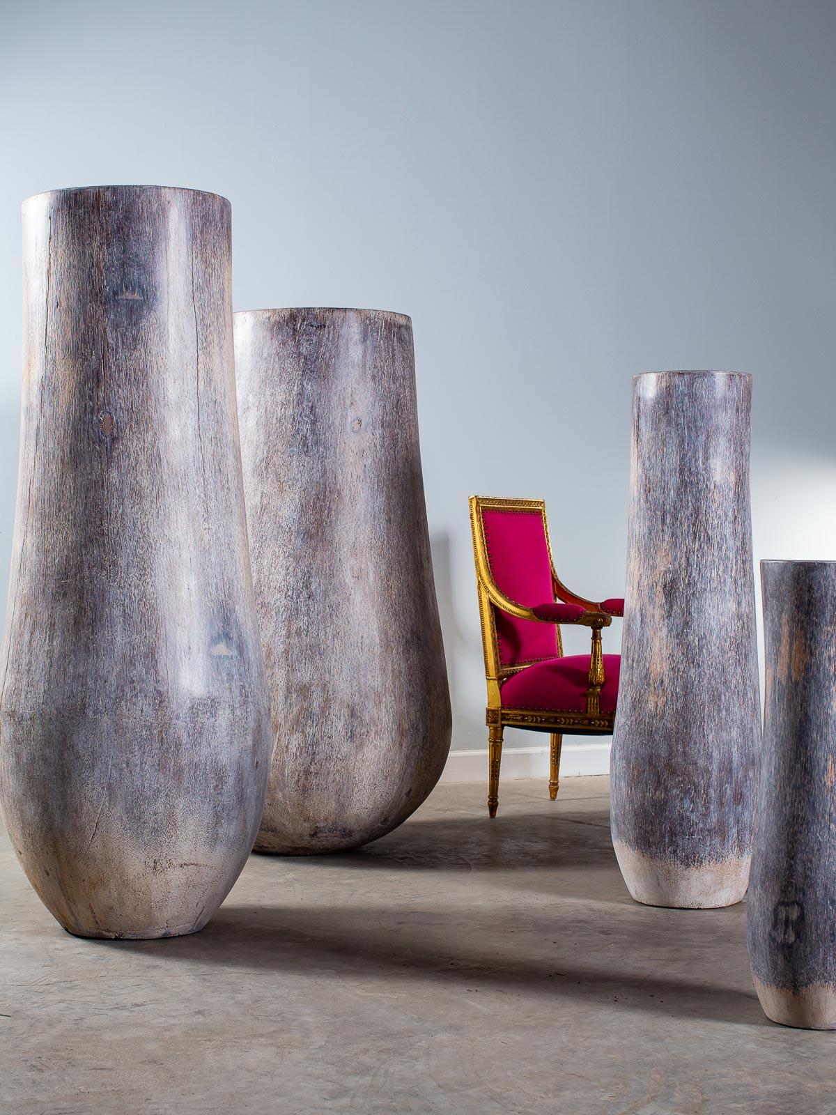 Five Organic Modern Palmwood Tree Sculptures Sumatra Indonesia For Sale 1