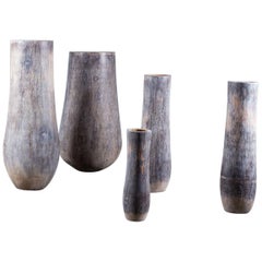 Five Organic Modern Palmwood Tree Sculptures Sumatra Indonesia