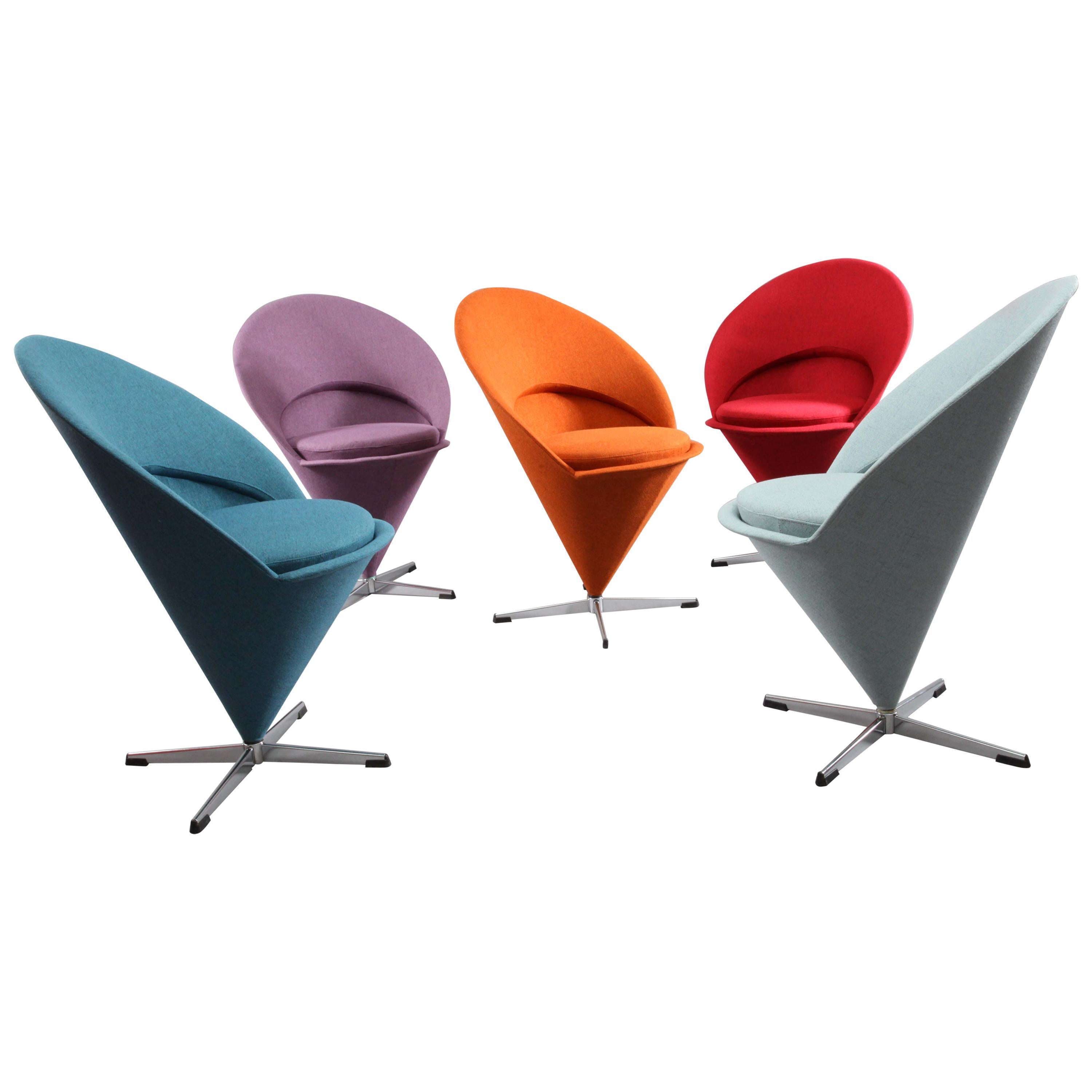 Five Original Cone Chairs Designed Verner Panton for Rosenthal 1958, Denmark