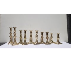Five Pairs of 19th Century Brass Candlesticks