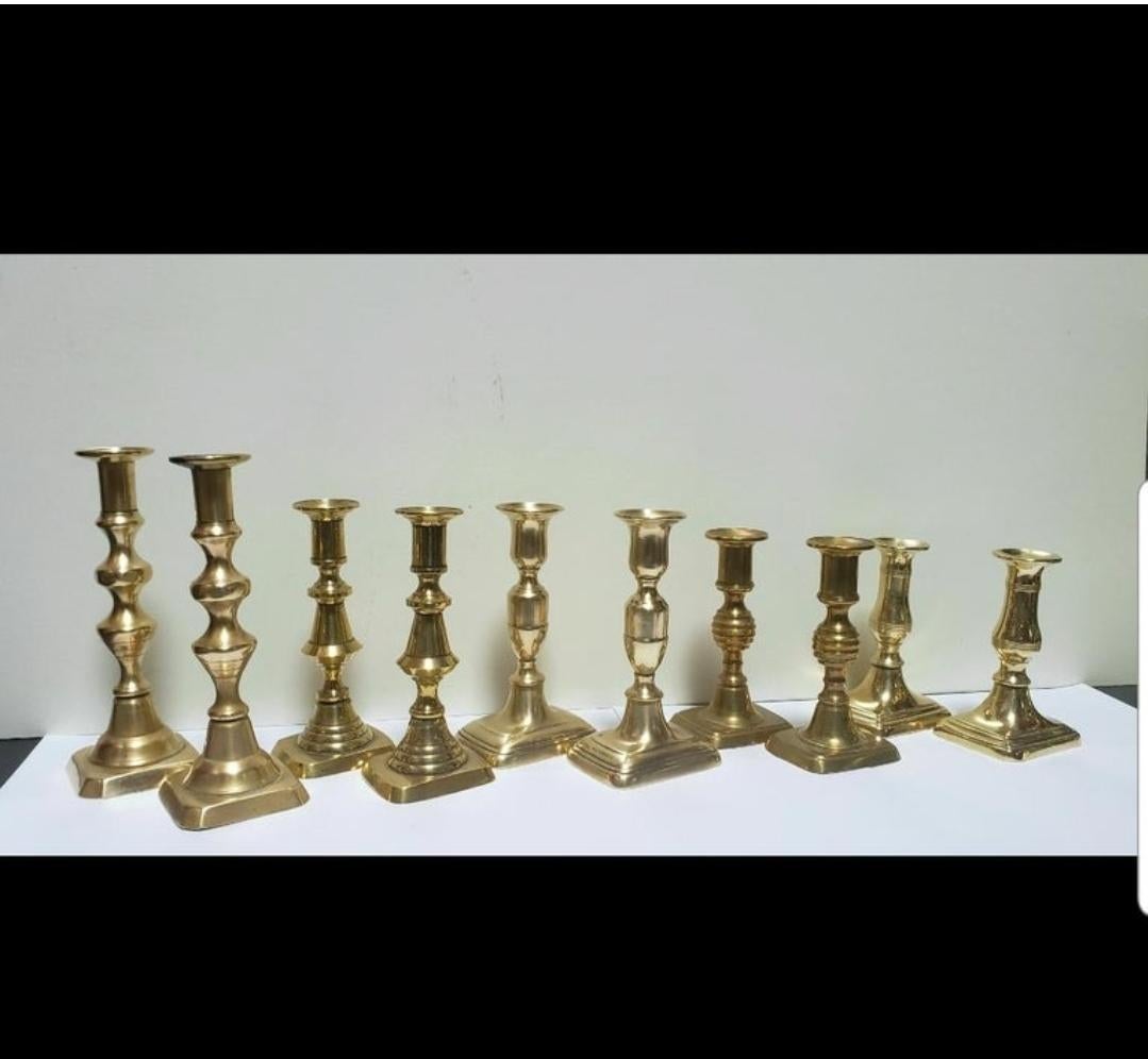 Georgian Five Pairs of 19th Century Brass Candlesticks For Sale