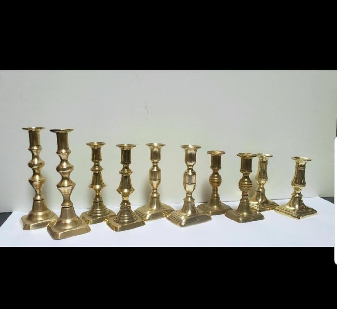 Five Pairs of 19th Century Brass Candlesticks For Sale 2