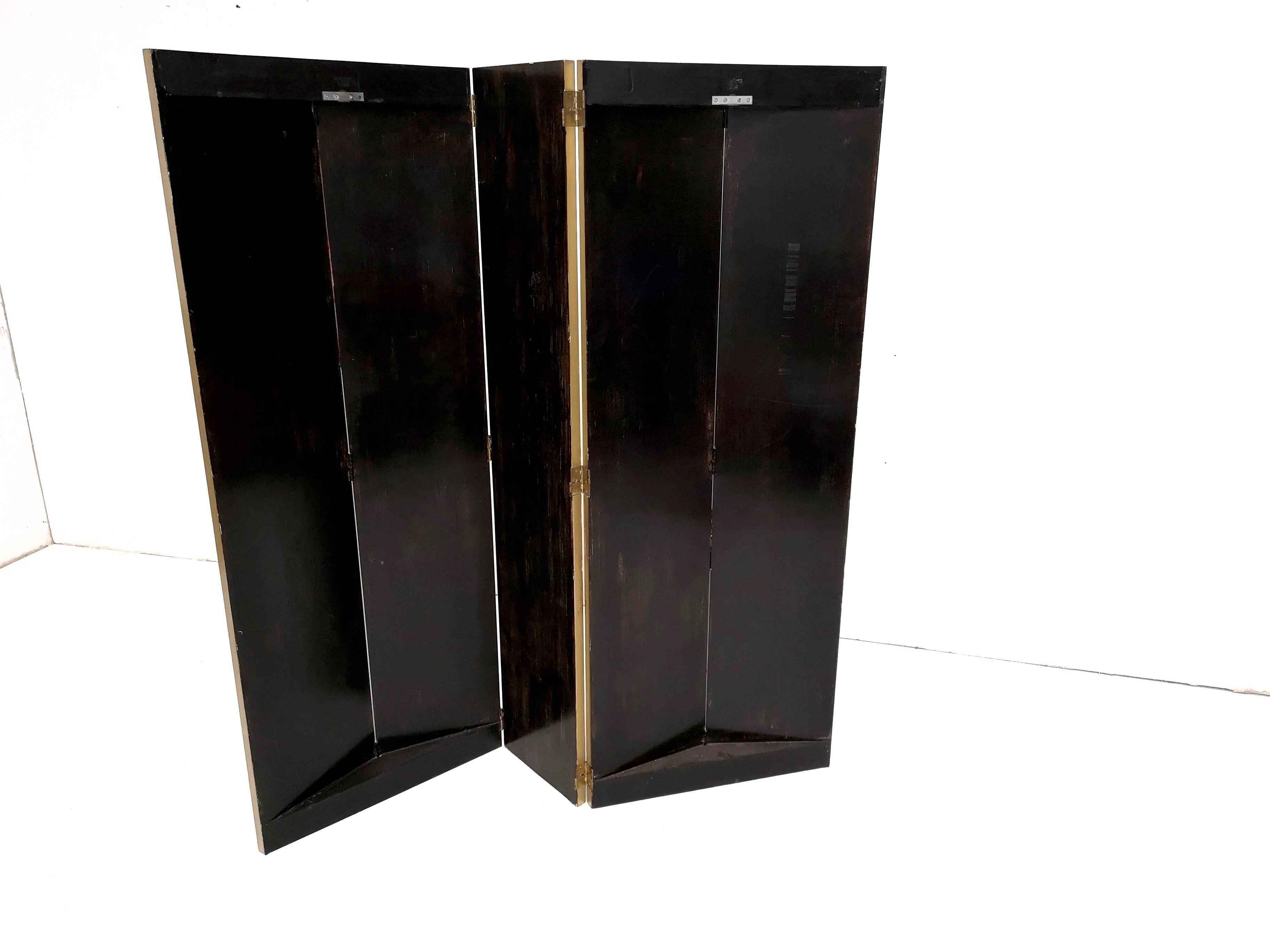 Metal Postmodern Five-Panel Room Divider by Doro with Two Asiatic Elephants, Italy For Sale