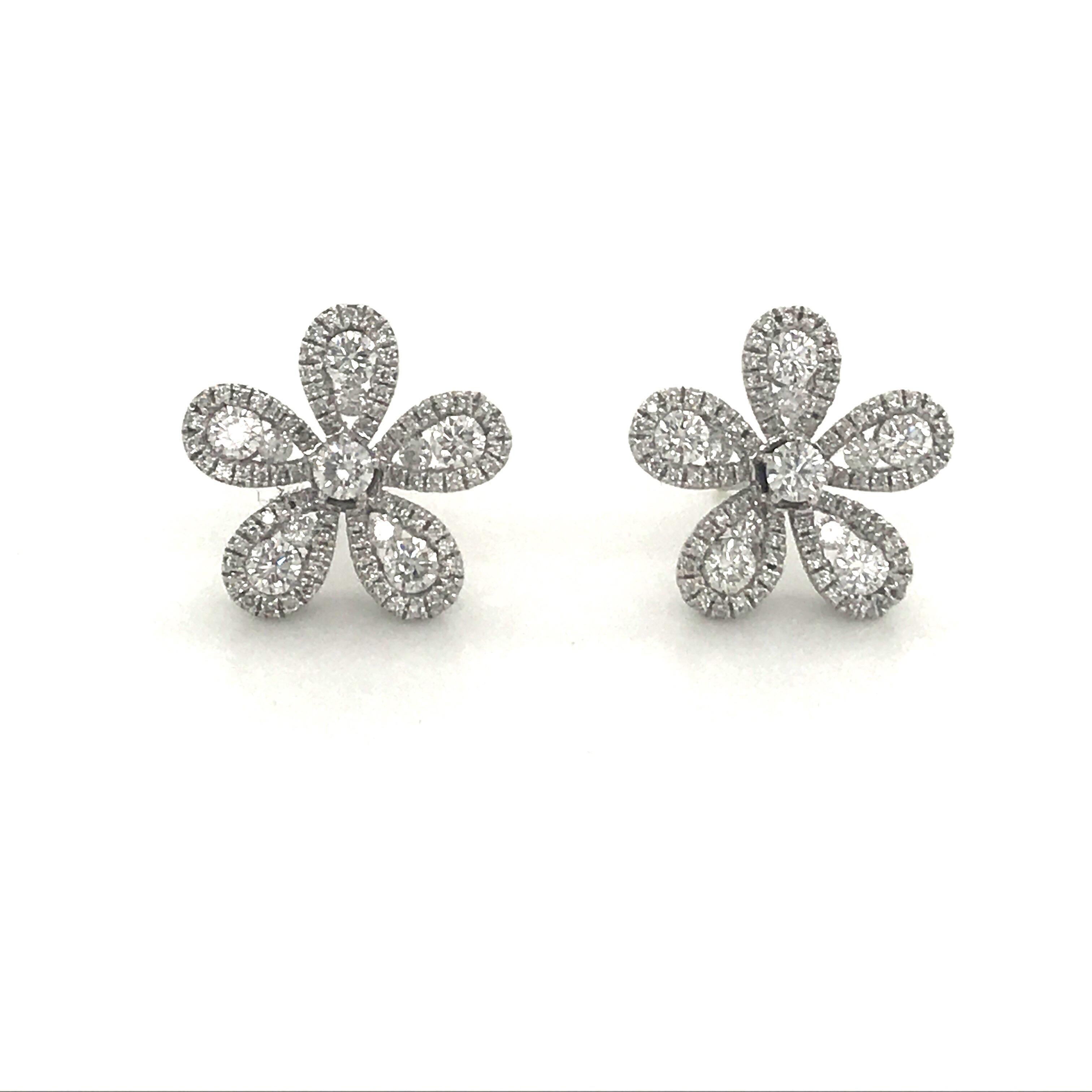 diamond petal earrings