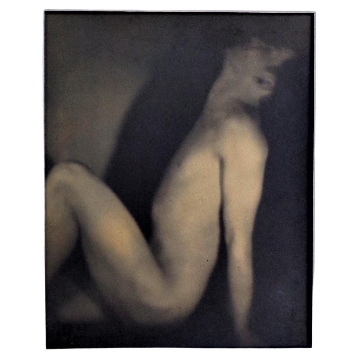 Five Pictorialist Gelatin Silver Print Photographs Male Nudes, Circa 1900