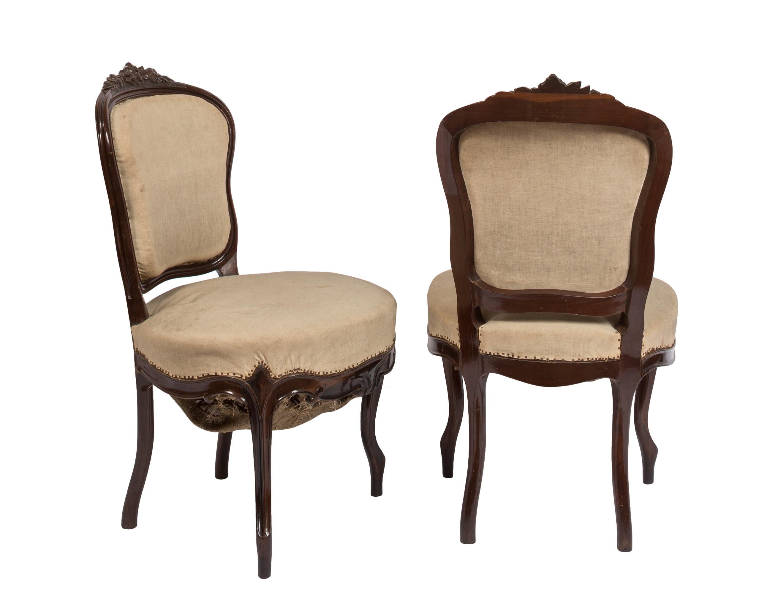 Tissu Ensemble canapé et chaise Isabelina du 19e siècle, cinq pièces en vente