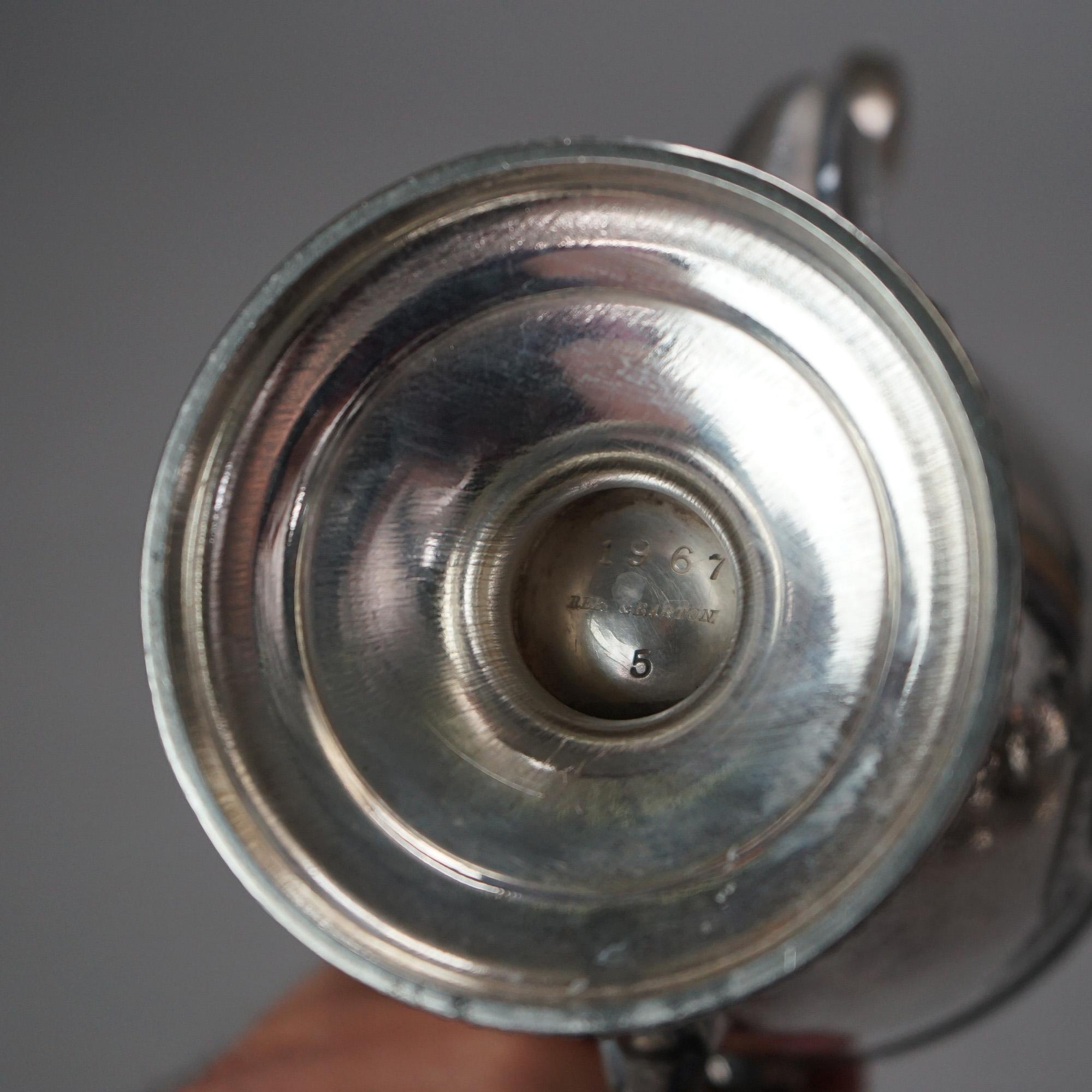 Juego de té antiguo de cinco piezas bañado en plata C1890 en venta 6