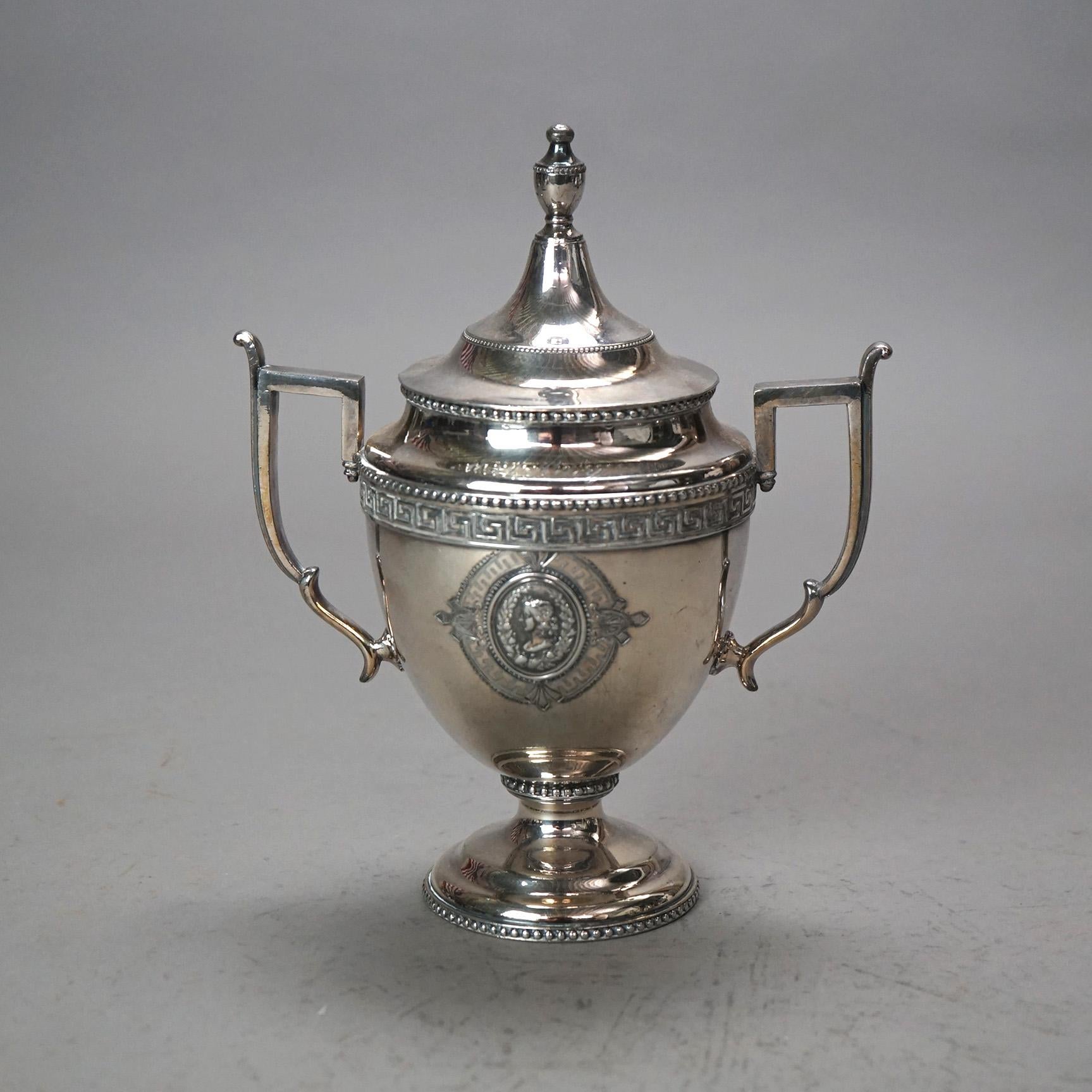 Juego de té antiguo de cinco piezas bañado en plata C1890 en venta 8