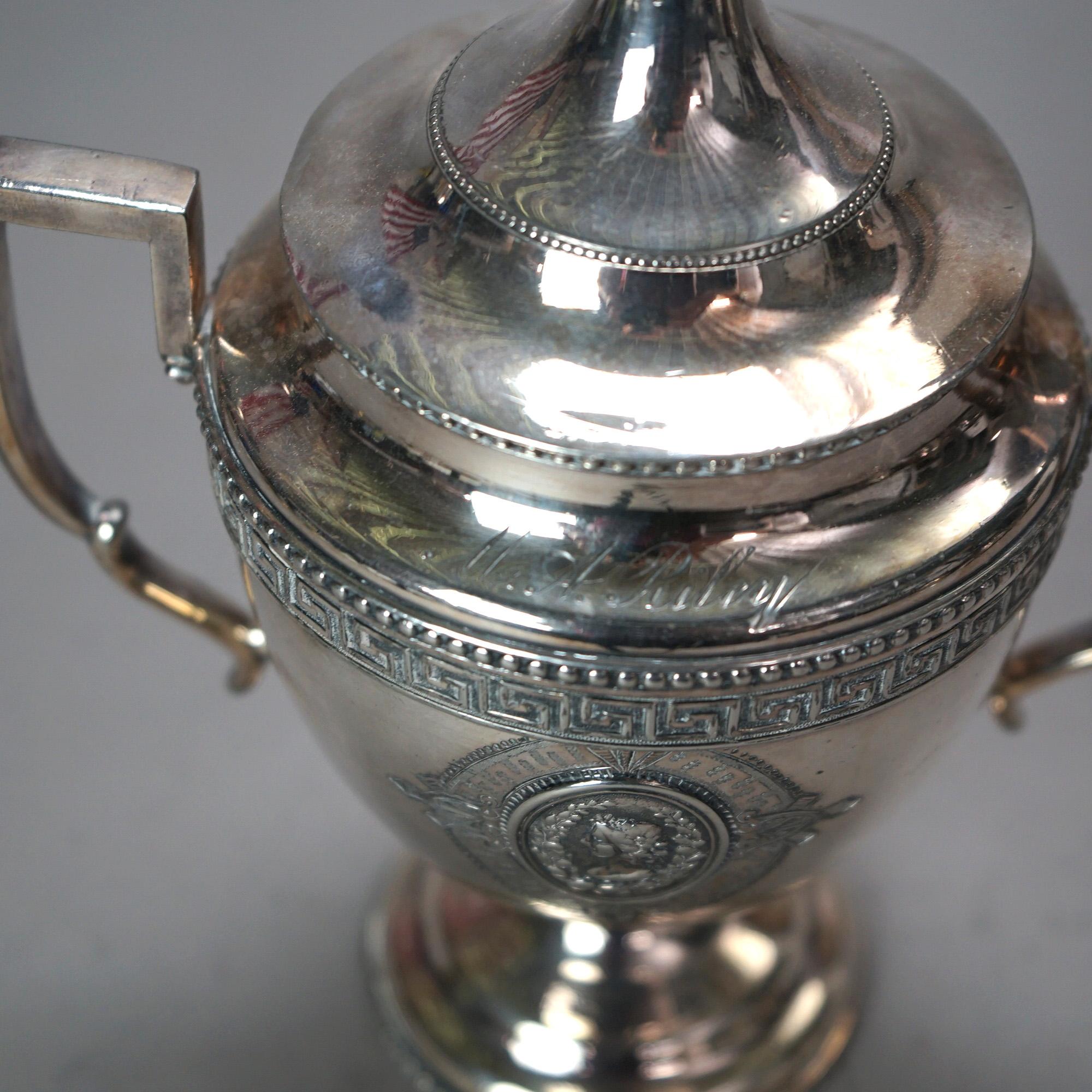 Juego de té antiguo de cinco piezas bañado en plata C1890 en venta 9