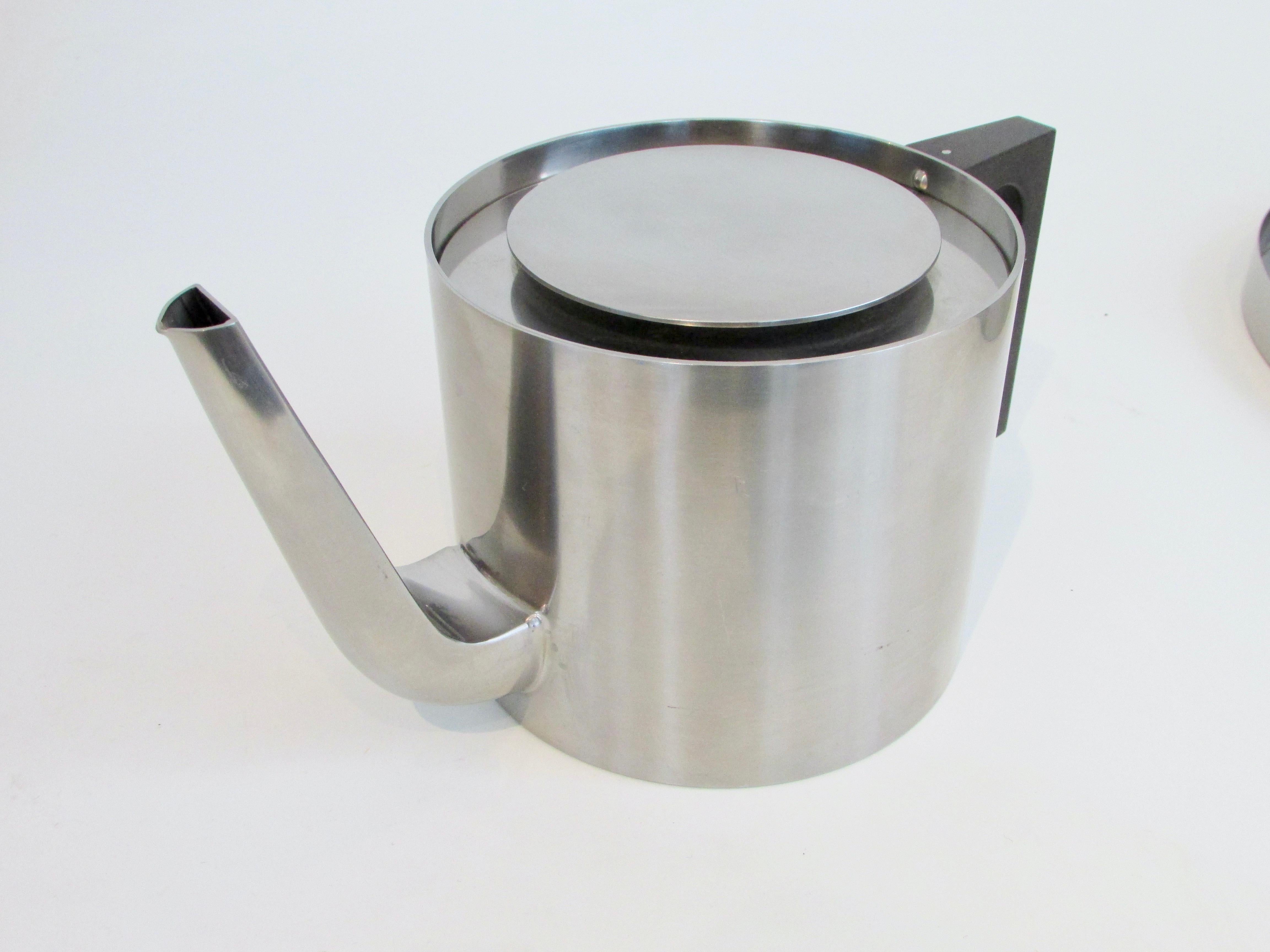 Mid-Century Modern Five piece Arne Jacobsen Stelton stainless steel modernist tea service For Sale