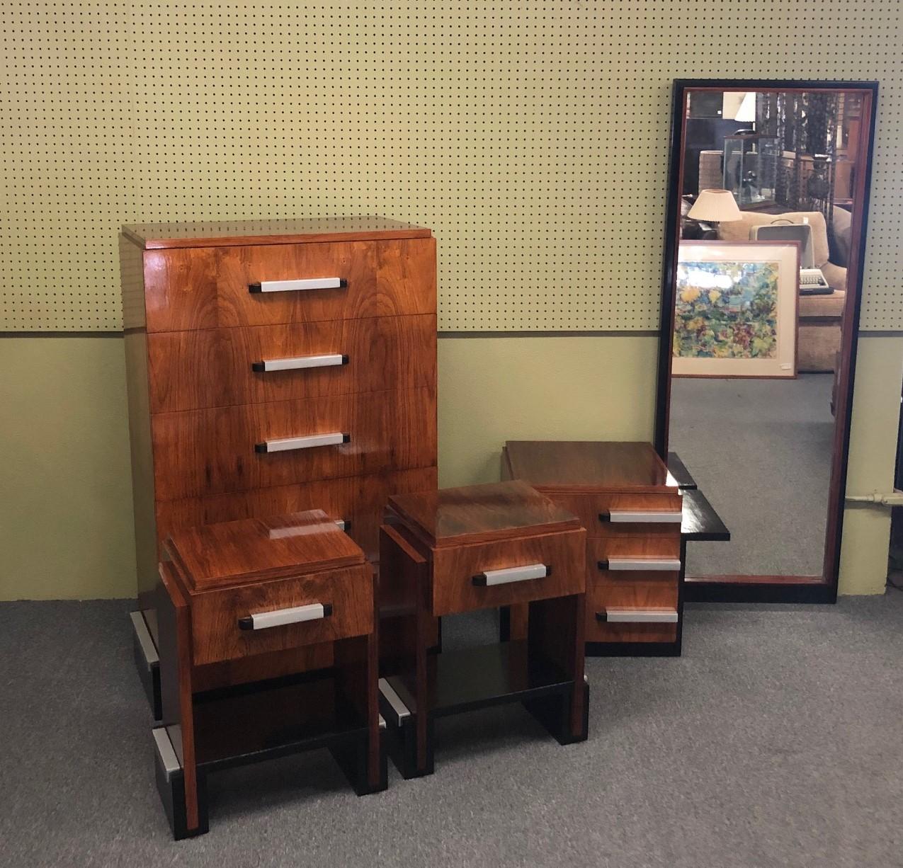 Five-Piece Art Deco Bedroom Set in Rosewood by Donald Deskey for Widdicomb 10