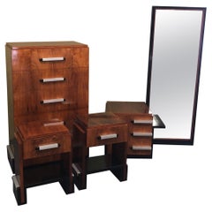 Antique Five-Piece Art Deco Bedroom Set in Rosewood by Donald Deskey for Widdicomb