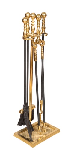 Five Piece Brass Fire tool Set