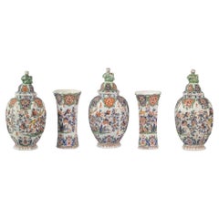 Five Piece Delft Chinoiserie Garniture, circa 1820