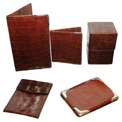 Fünfteiliges Herren-Set aus Krokodil und Silber aus Kunstleder von Barrett & Thompson 1922
