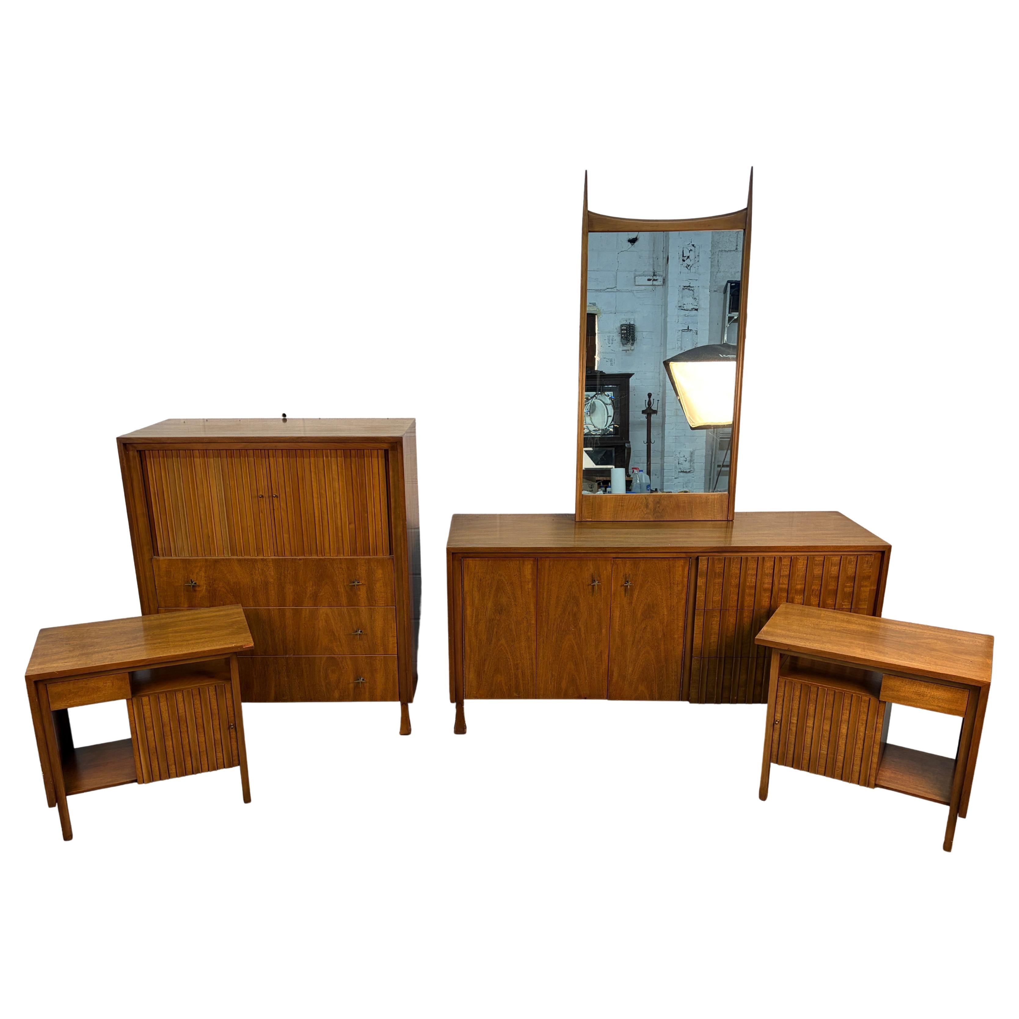 Five-Piece Mid-Century Modern Bedroom Set by John Widdicomb For Sale