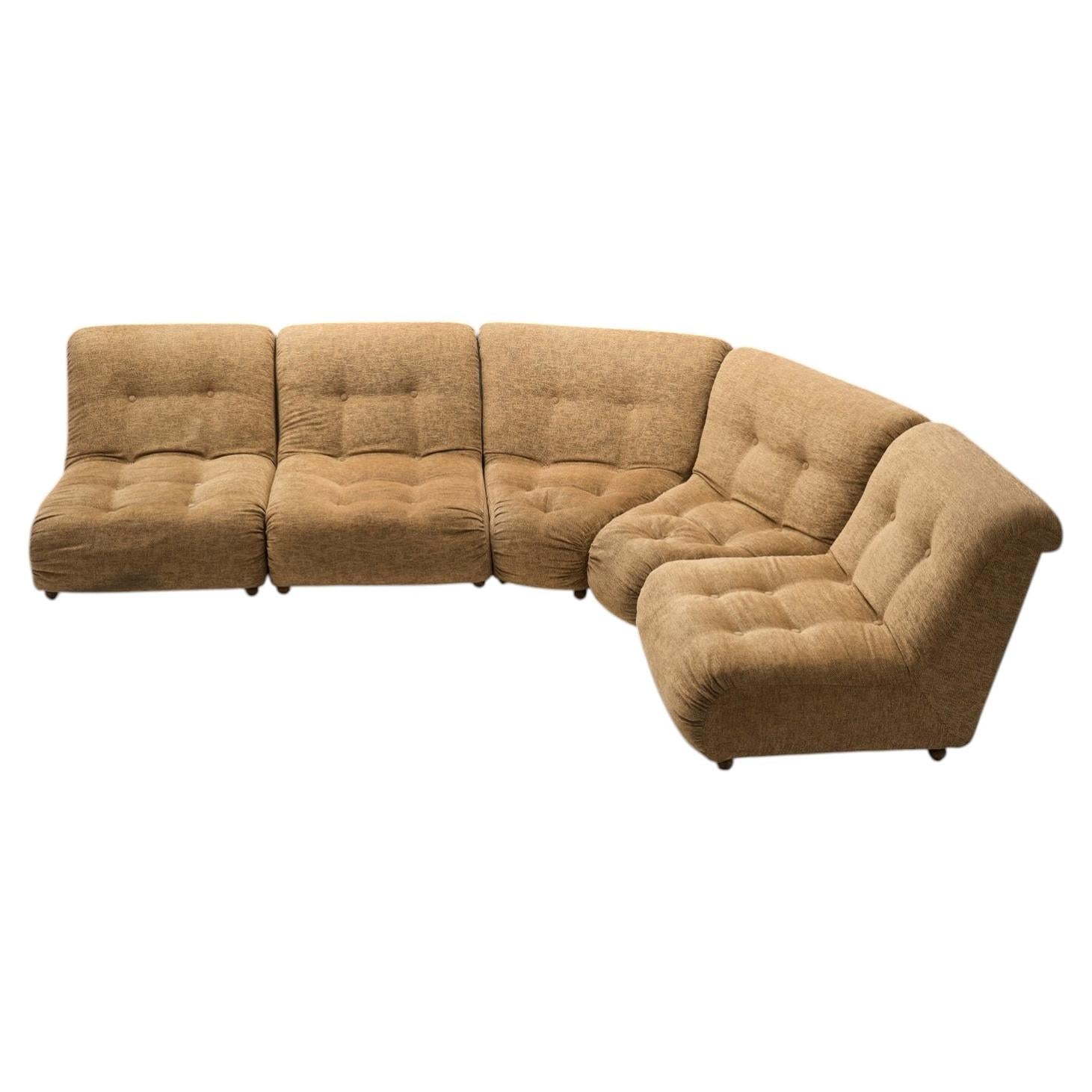 Five-Piece Modular Sofa in Beige Upholstery, Europe Mid-20th Century For Sale