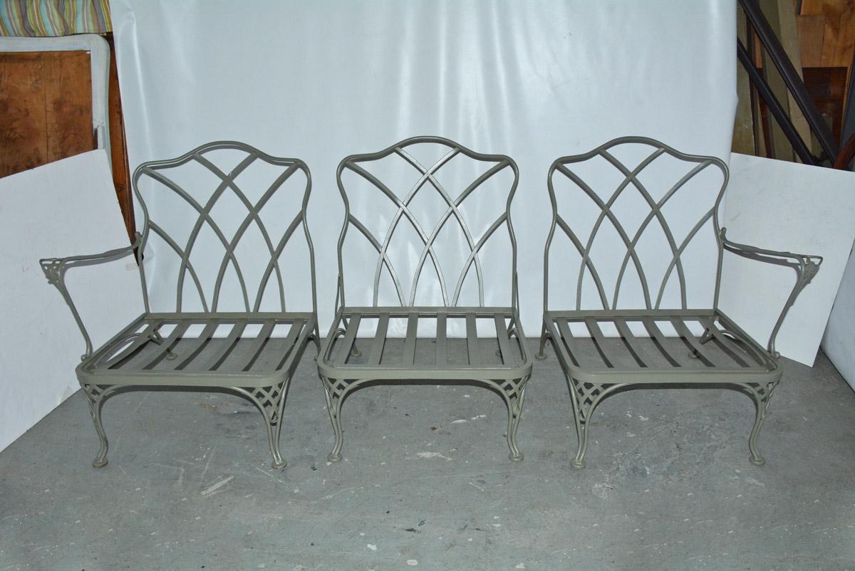 Other Five-Piece Painted Wrought Iron Spring Rocker Lounging Set