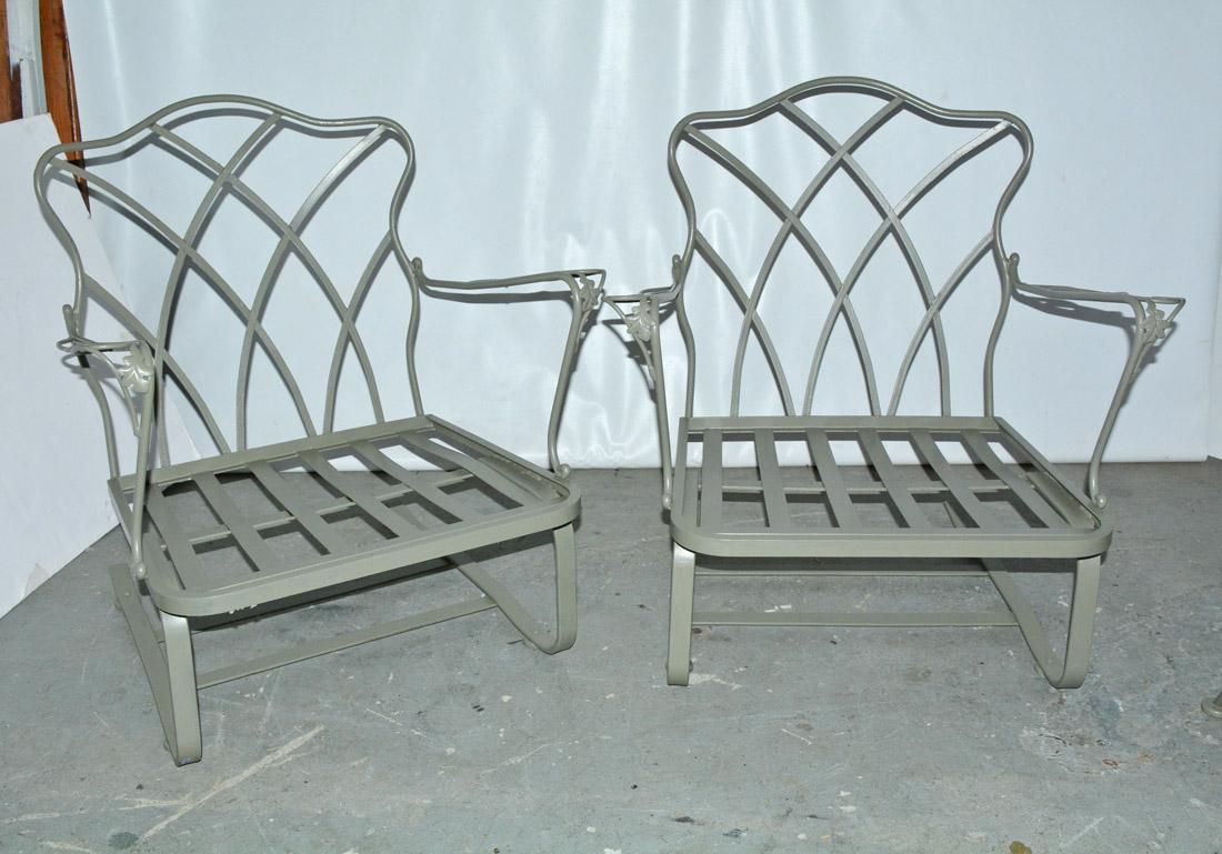 Five-Piece Painted Wrought Iron Spring Rocker Lounging Set 1