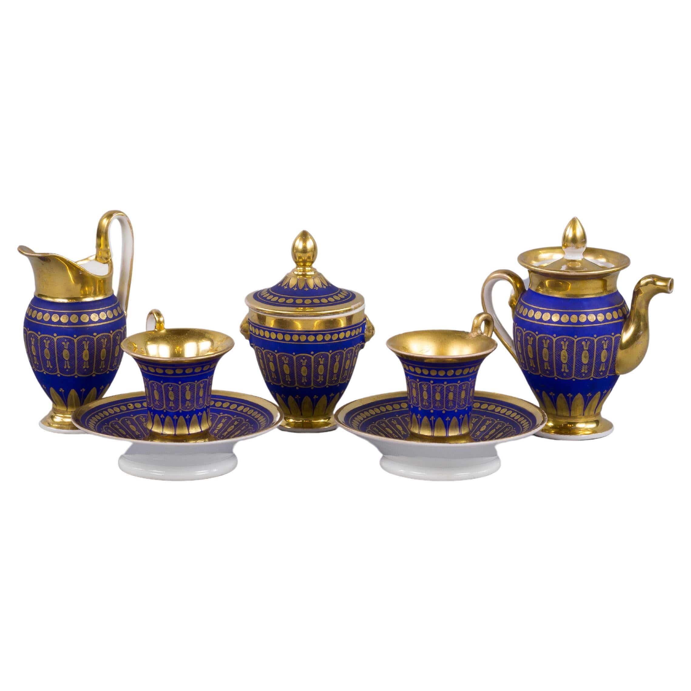 Five-Piece Paris Porcelain Miniature Tea Set, circa 1820 For Sale