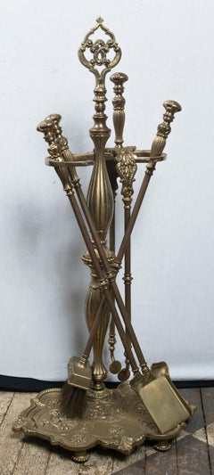 Five Piece Set of Bronze Fire Tools