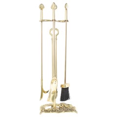Five Piece Solid Brass Fire Place Tools Accessories