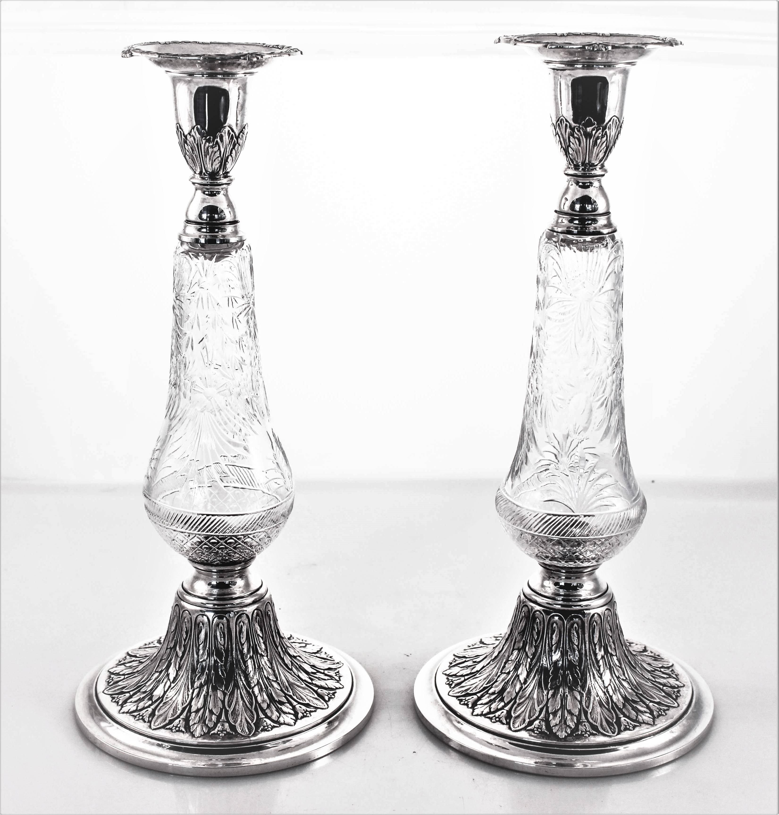 American Five Piece Sterling and Crystal Suite For Sale