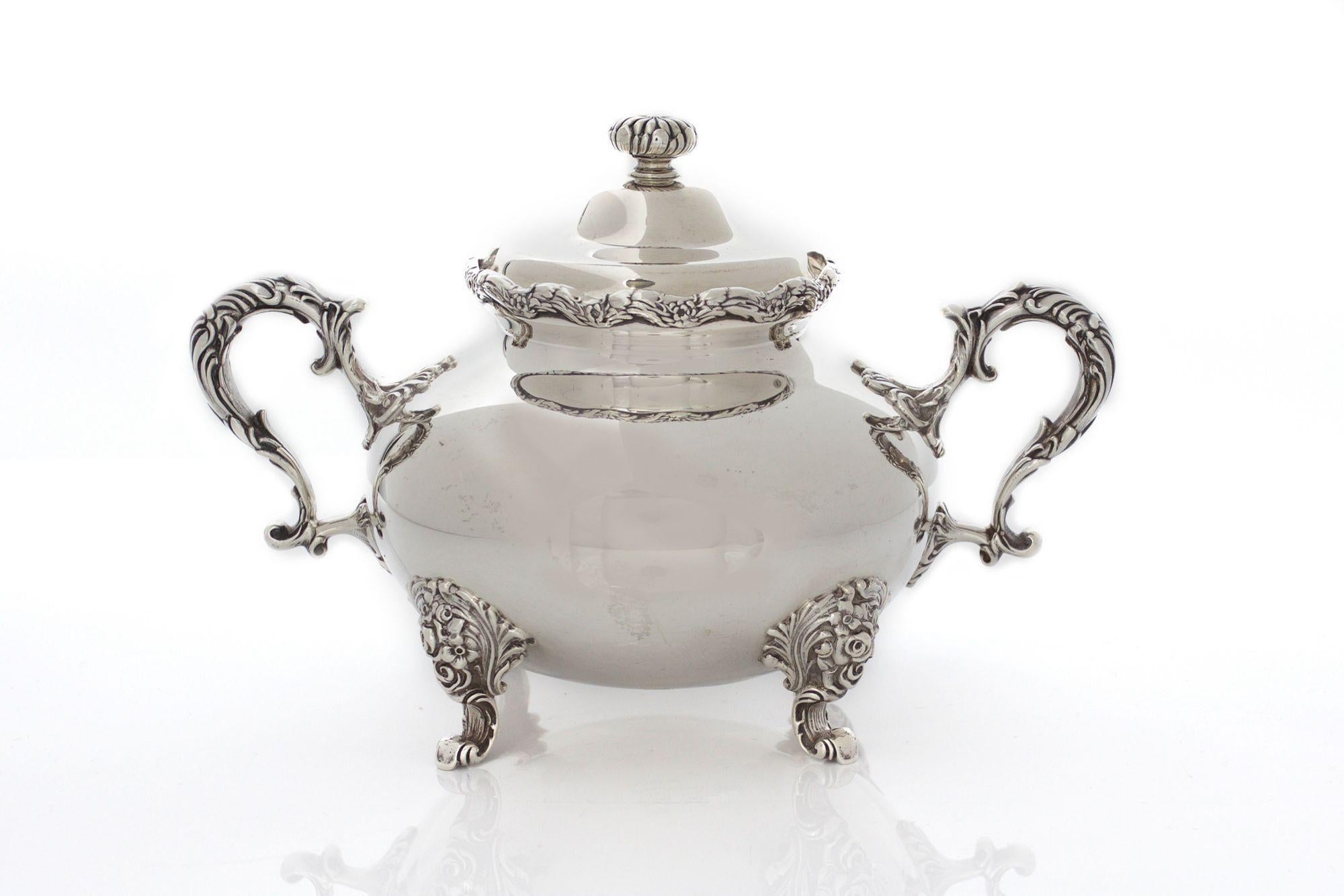 George III Five-Piece Sterling Silver Coffee & Tea Service by Whiting For Sale