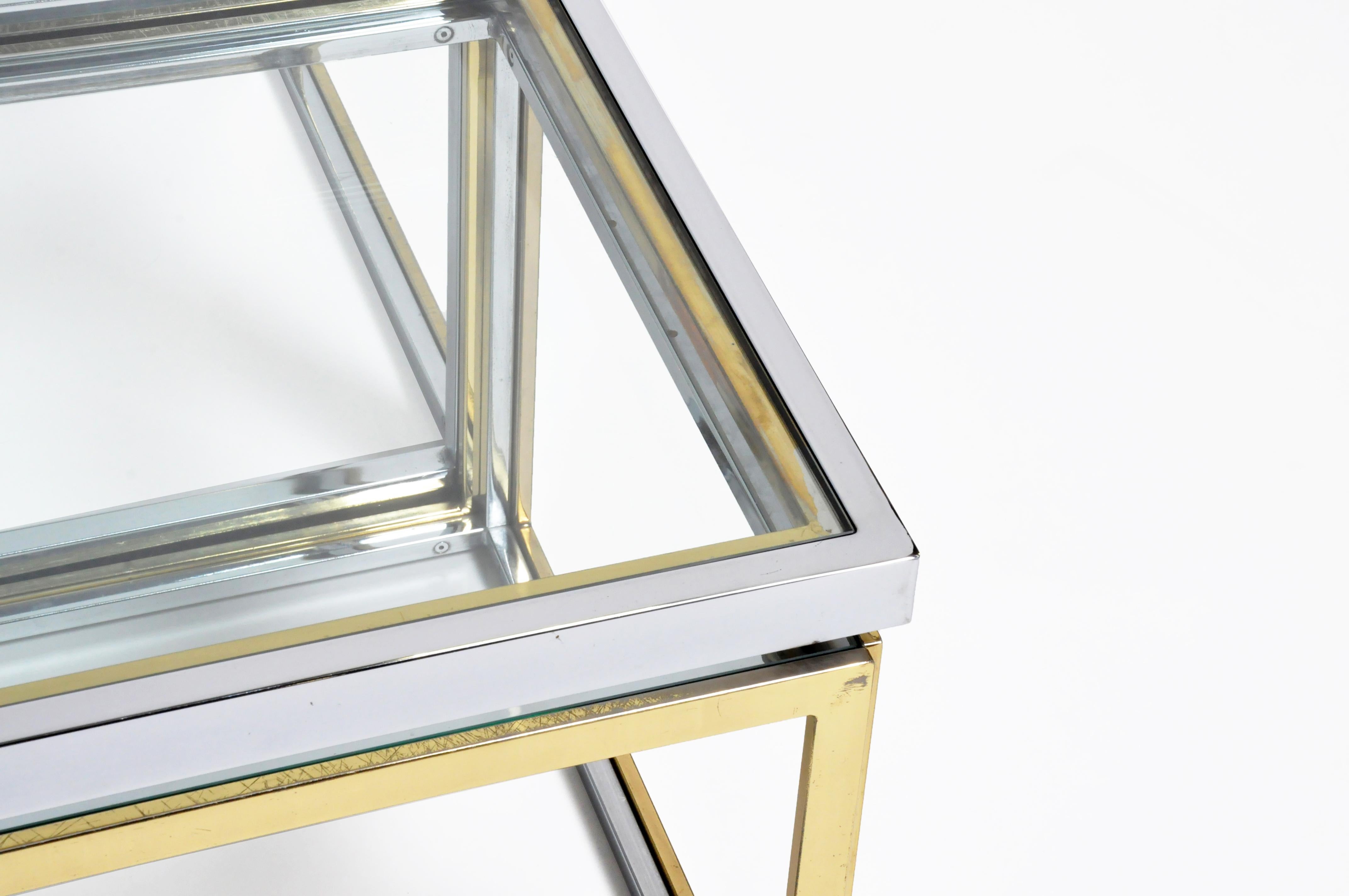 Brass, Chrome, and Glass Coffee Table Ensemble 4