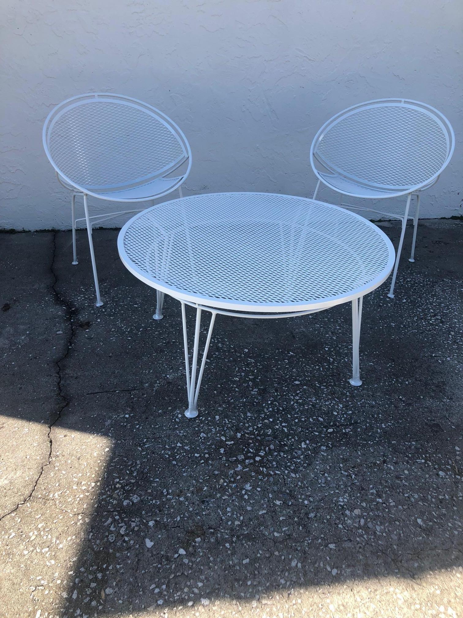 Powder-Coated Five Piece Tempestini Salterini Radar Hoop Chairs and Table