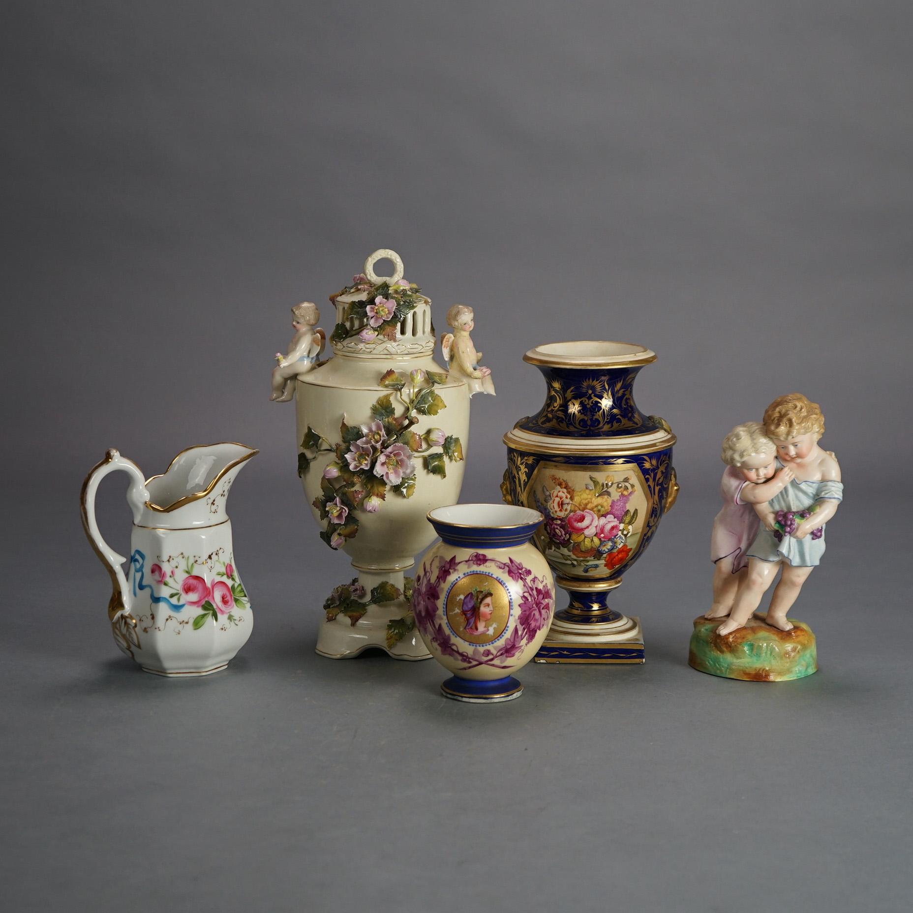 Cinq pièces de porcelaine ancienne allemande/autrichienne C1900 Bon état - En vente à Big Flats, NY