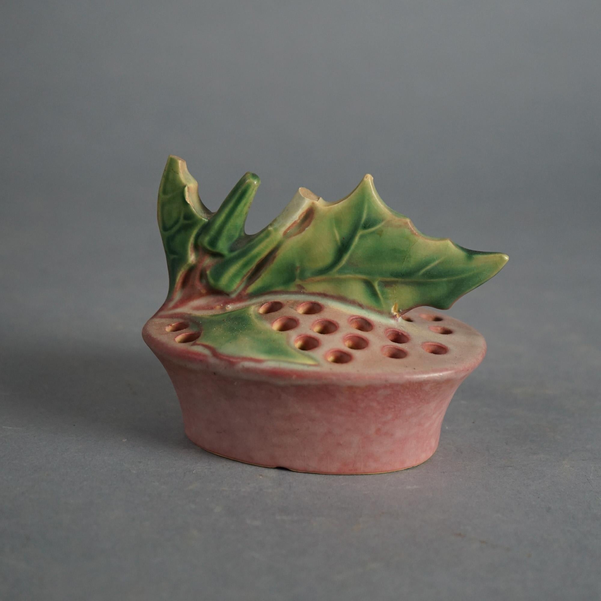 Five Pieces of Pink Roseville Art Pottery with Bleeding Heart Pattern Mid 20thC 1