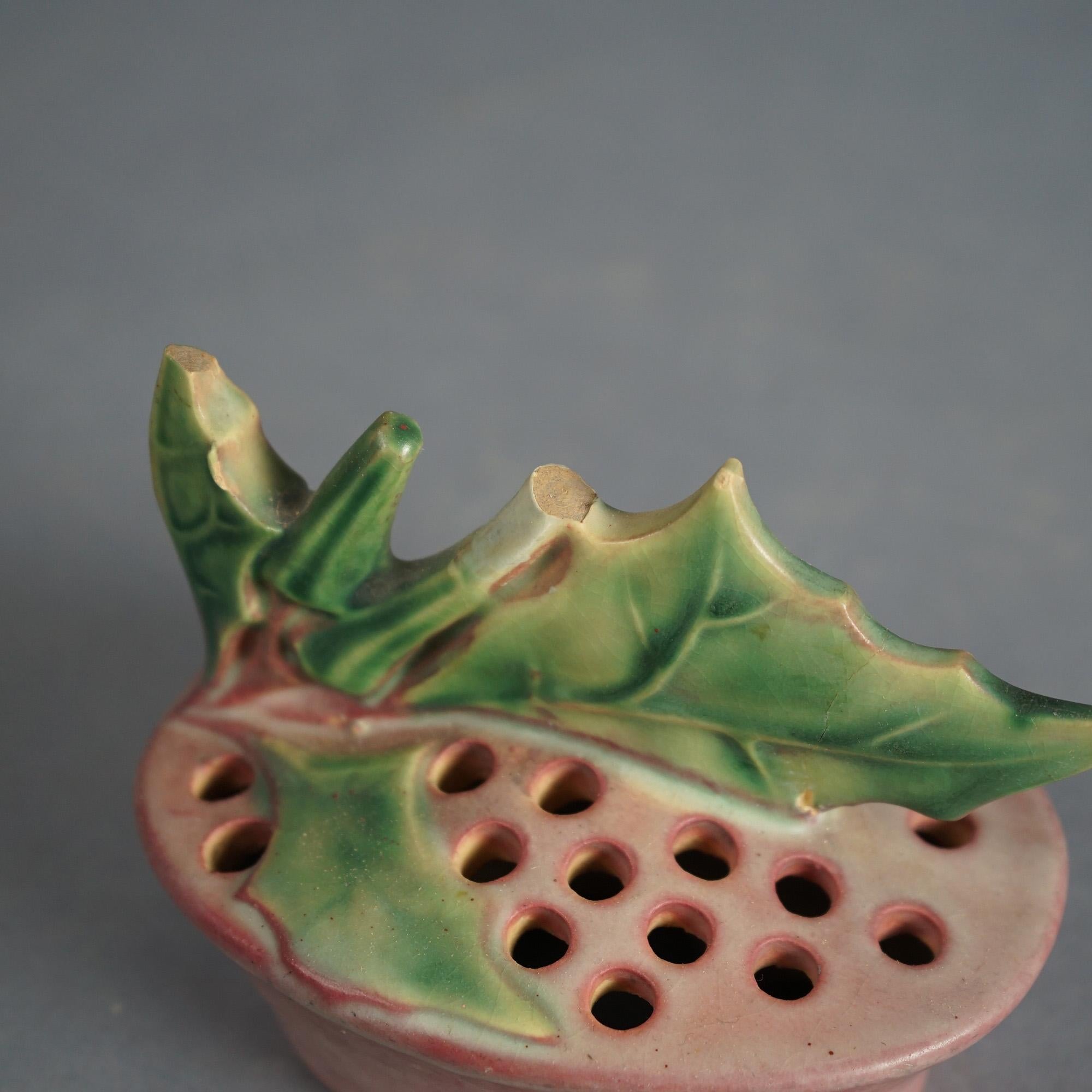 Five Pieces of Pink Roseville Art Pottery with Bleeding Heart Pattern Mid 20thC 2