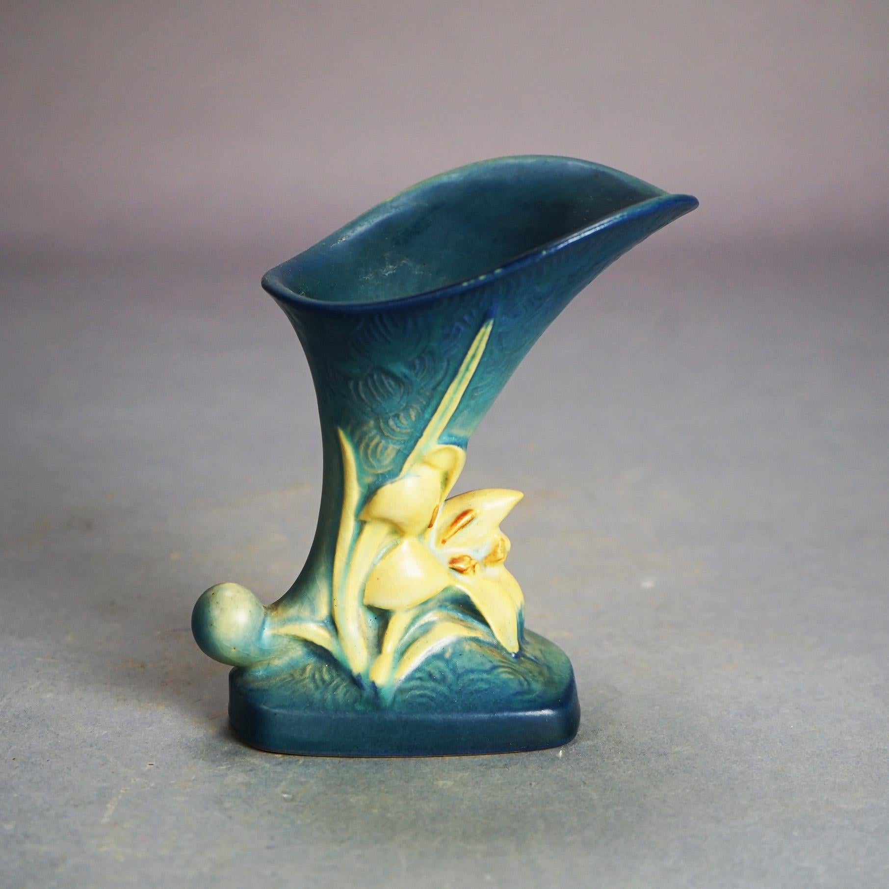 Five Pieces of Roseville Art Pottery, Zephyr Lily in Blue,  20thC 1
