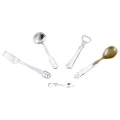 Cinco cubiertos de plata. Georg Jensen y otros.