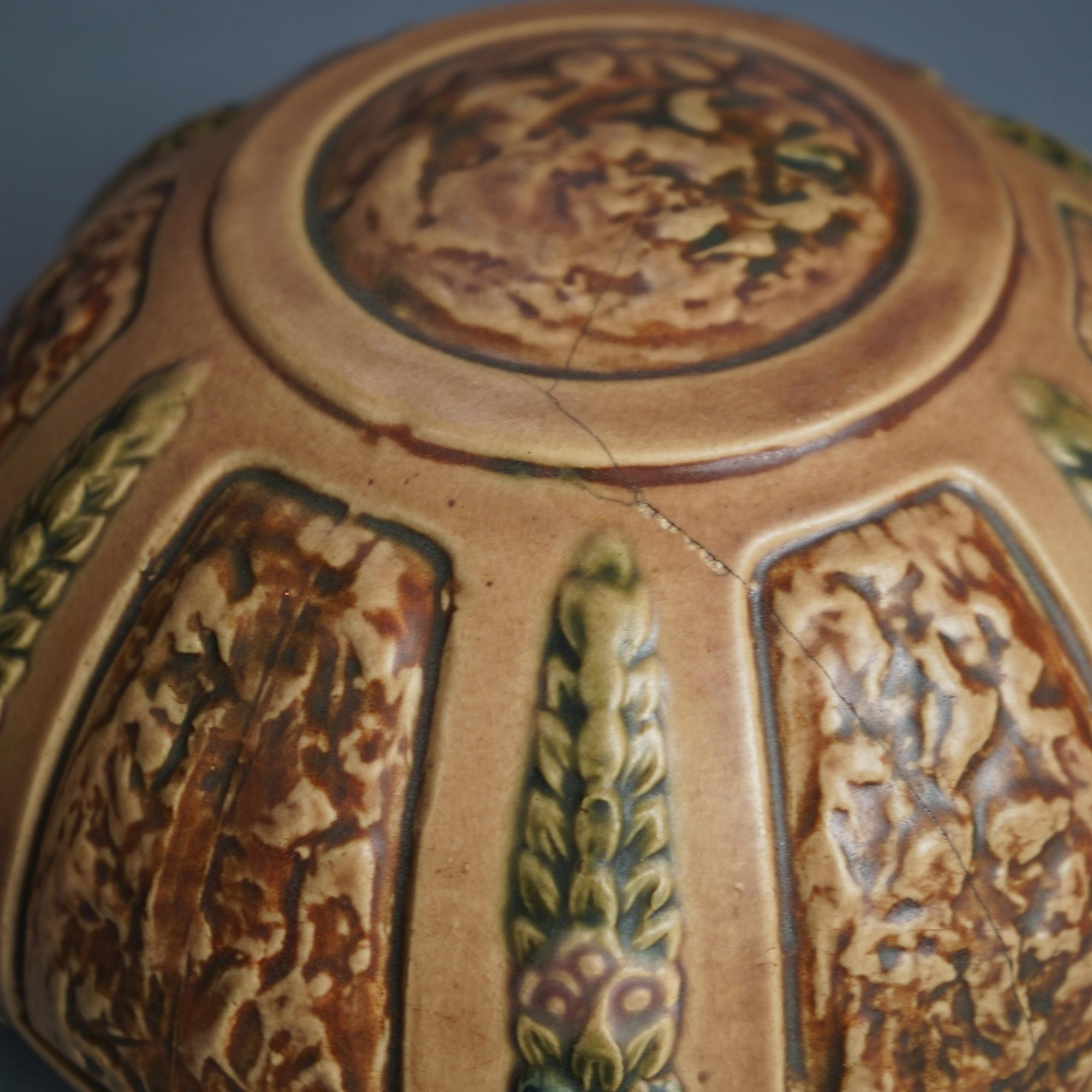 Five Pieces Roseville Florentine Art Pottery (brown) 20thC 3