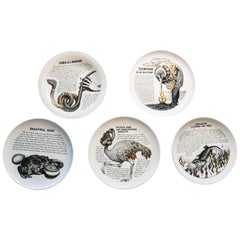 Five Piero Fornasetti Fleming Joffe Porcelain Recipe Plate-Vero-Pig Piccadilly