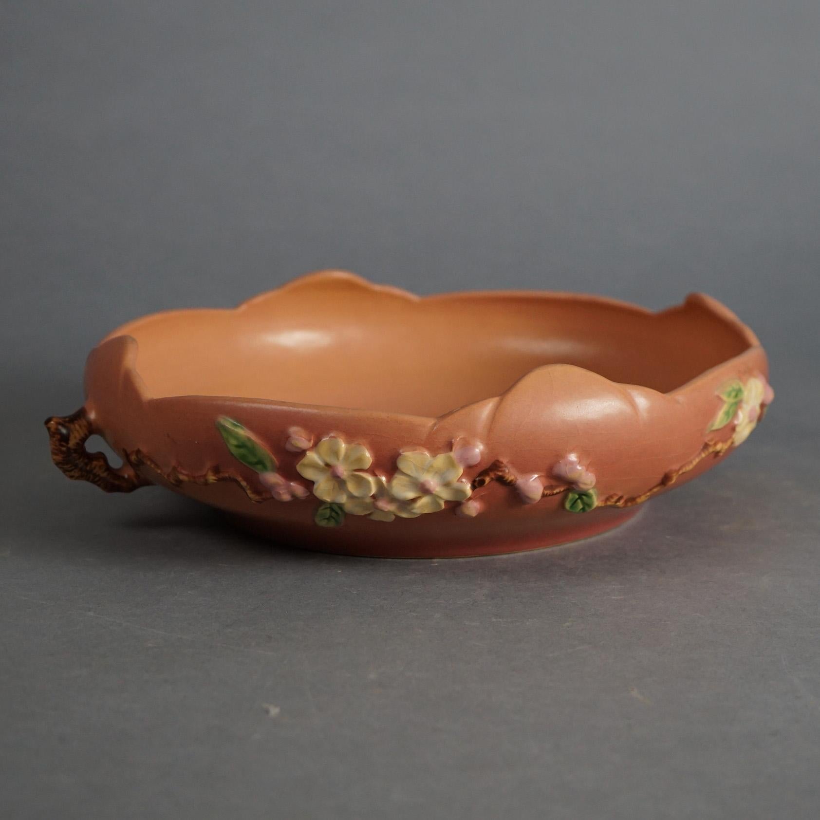 Arts and Crafts Five Pink Roseville Art Pottery with Apple Blossom Pattern Mid 2othC
