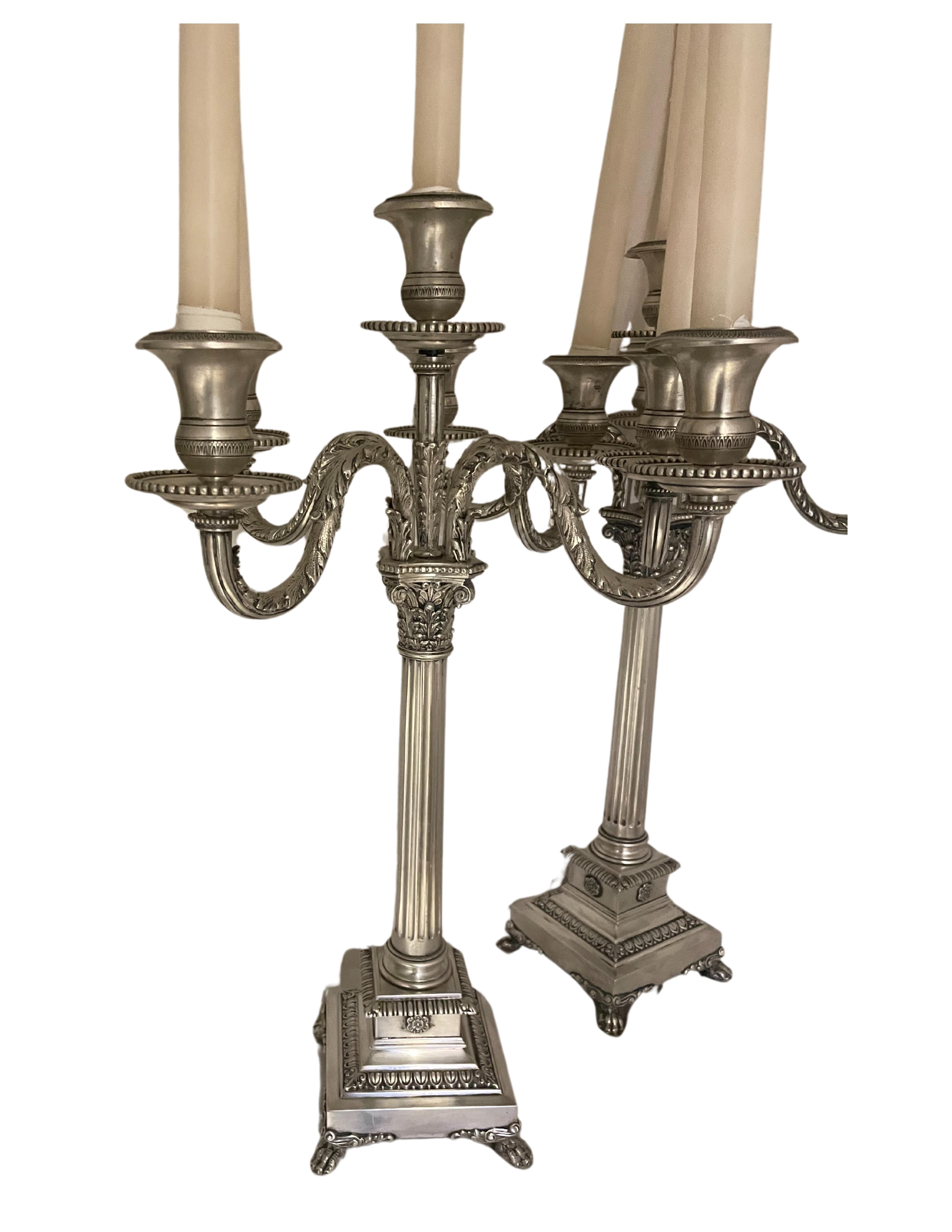 Five Point Silver Candelabras that are 29 oz each with 800 marking and Made in Italy stamp.