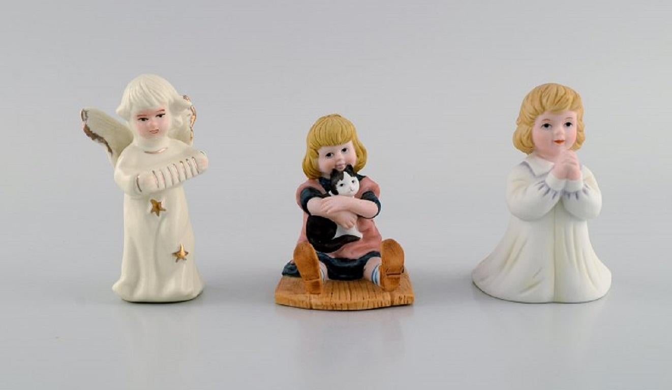 Late 20th Century Five Porcelain Figurines, Angels and Children, 1980s For Sale
