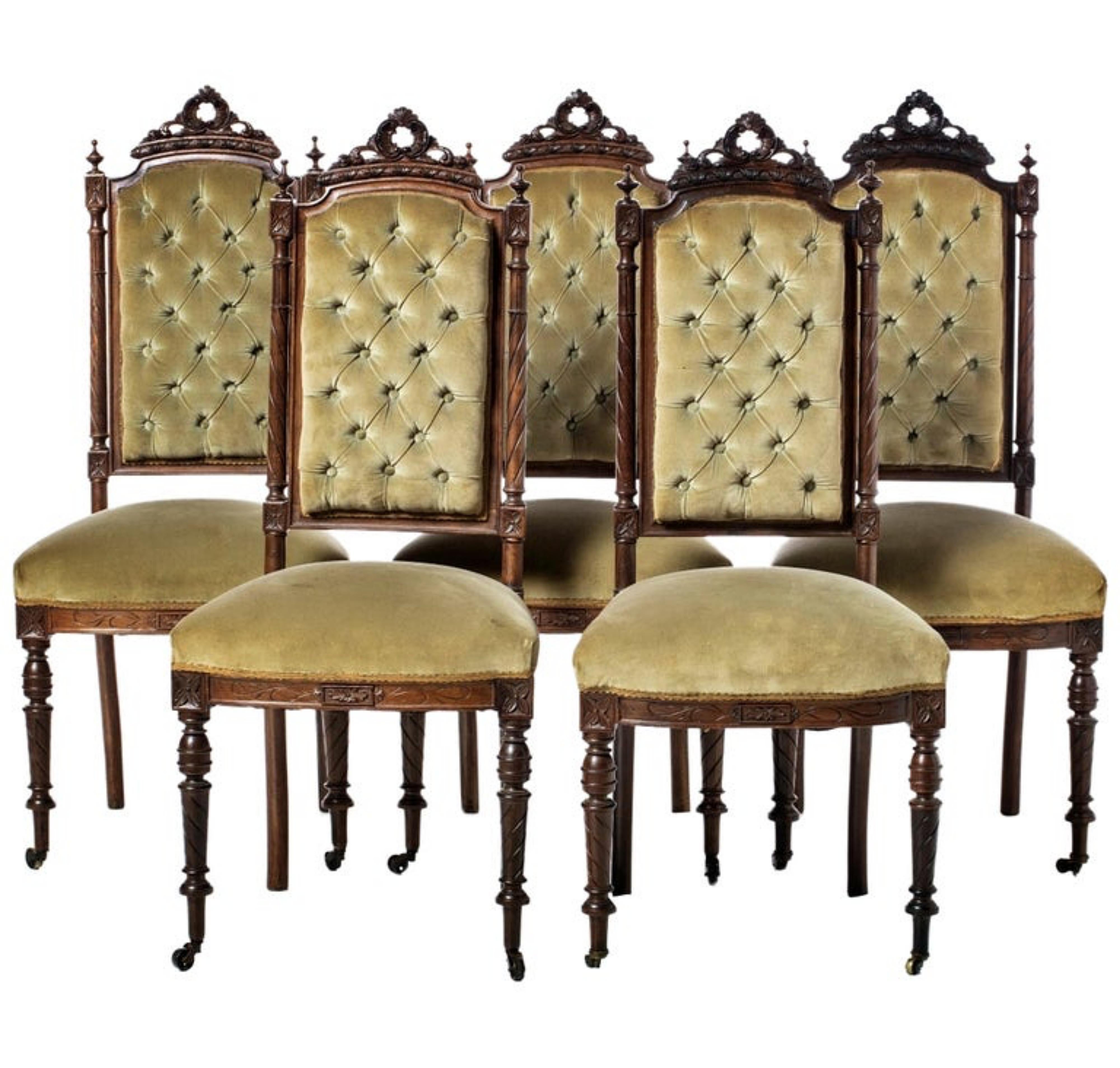 Five Portuguese Romantic Chairs 19th Century In Good Condition For Sale In Madrid, ES