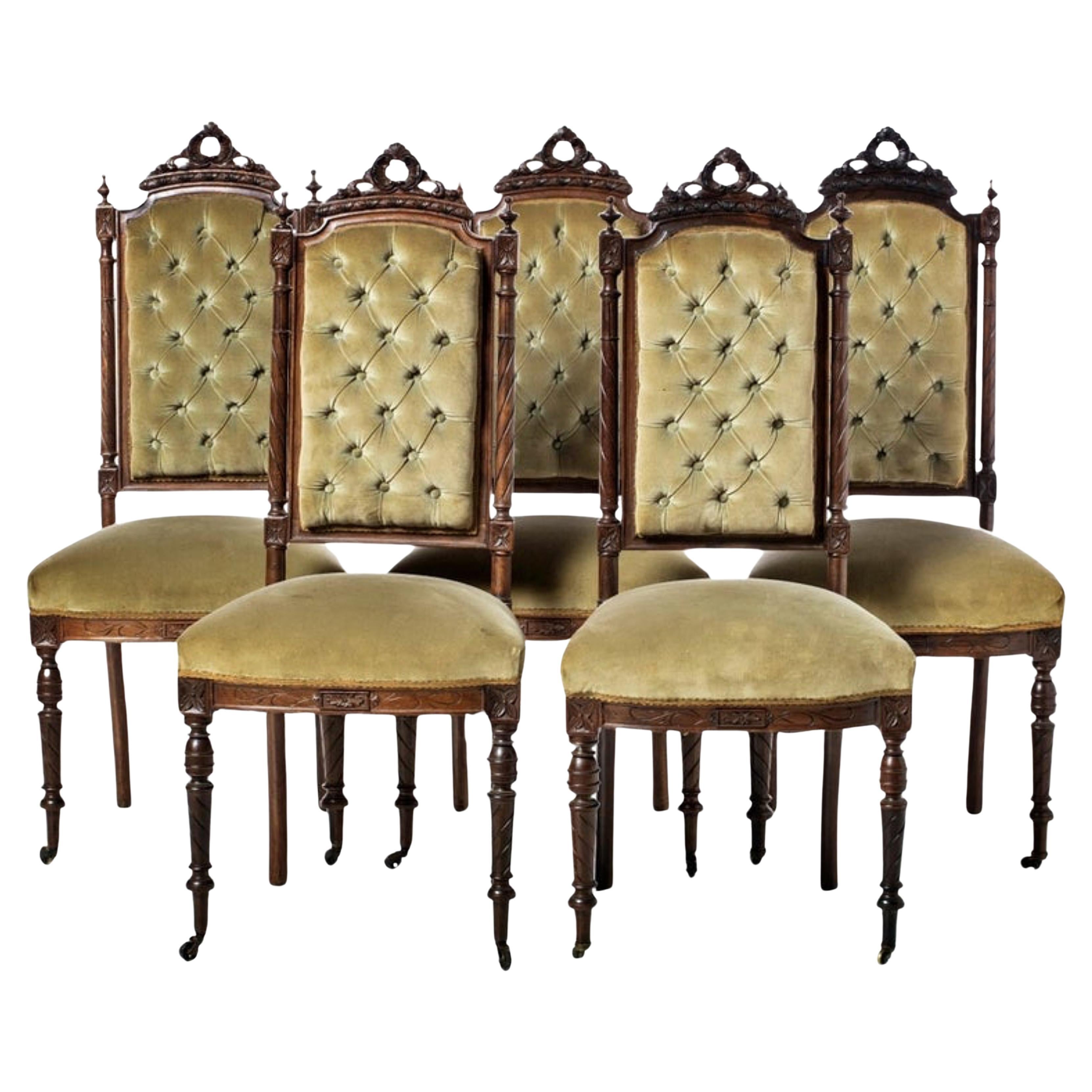 Five Portuguese Romantic Chairs 19th Century For Sale