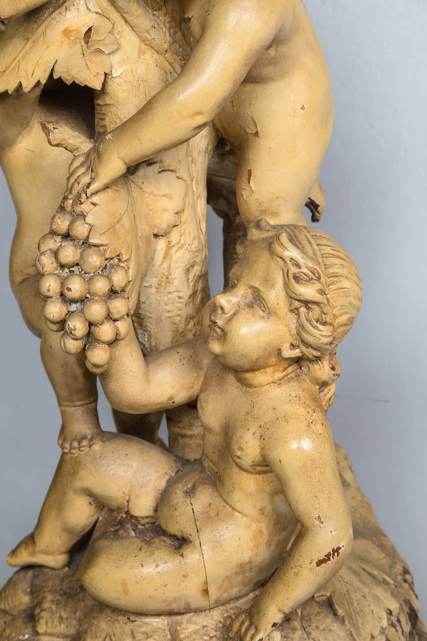 Five Putti Climbing a Grape Vine Pedestal In Good Condition For Sale In Woodbury, CT