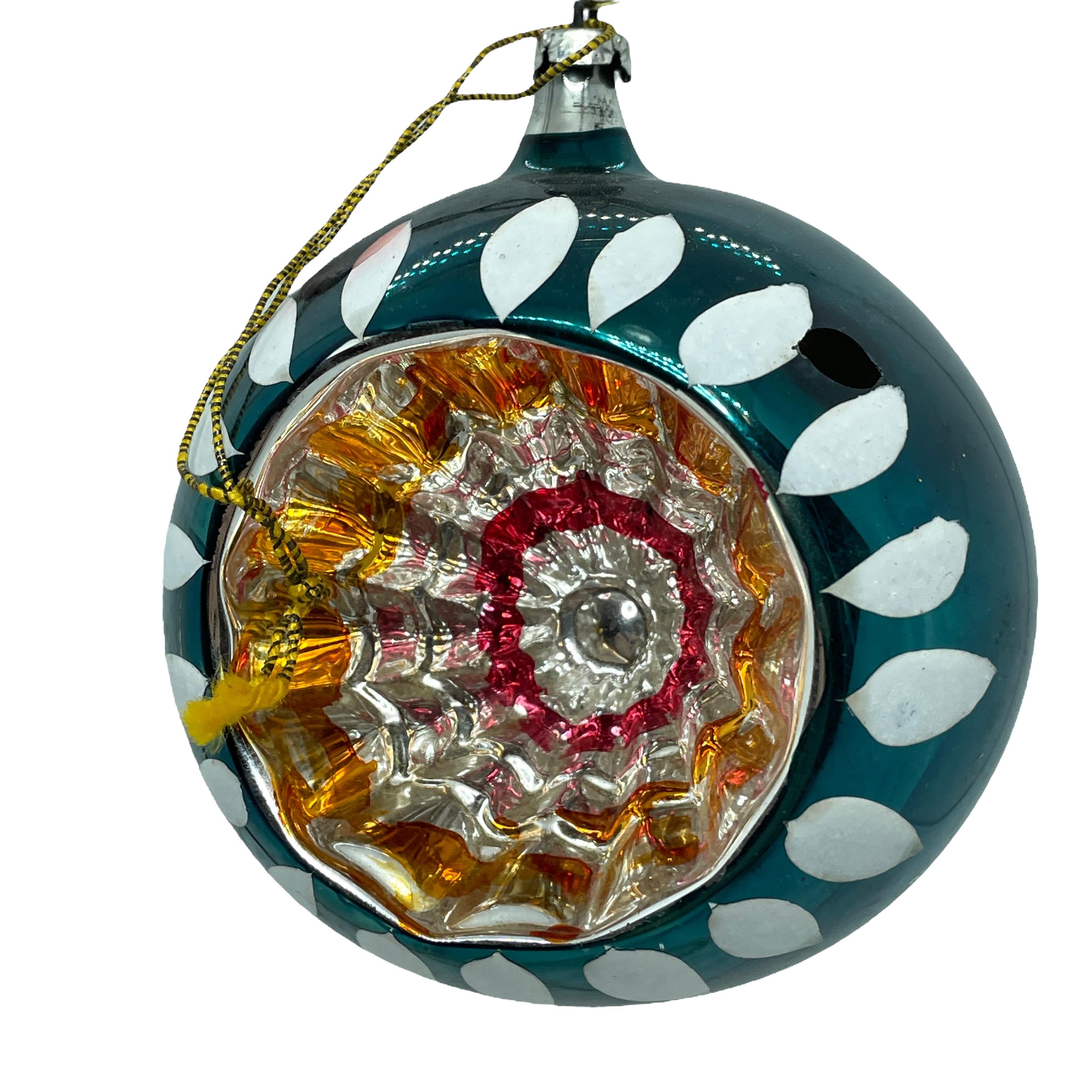 Five Rare large Glass Ball Christmas Ornaments Vintage, German, 1930s 1