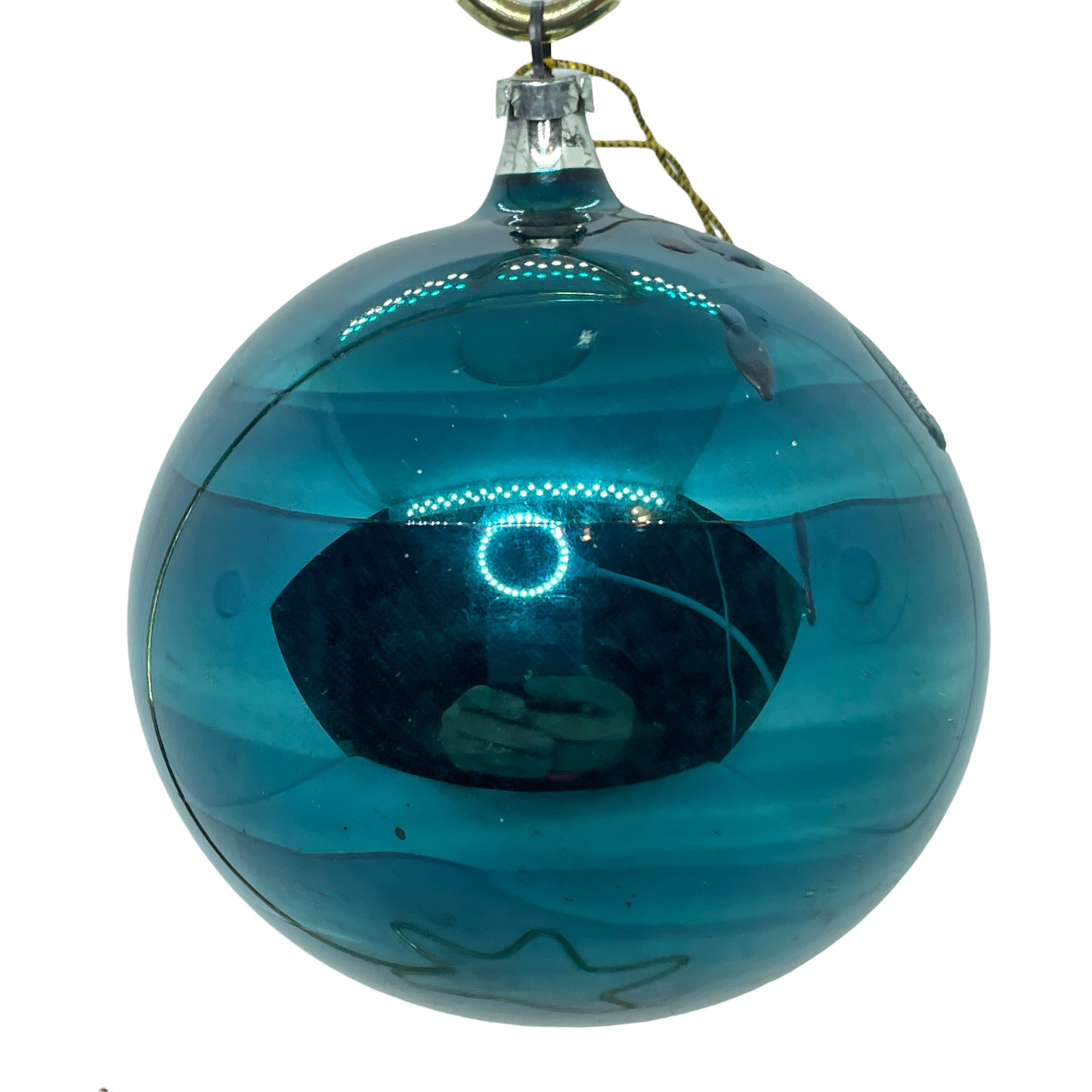 Five Rare large Glass Ball Christmas Ornaments Vintage, German, 1930s 2