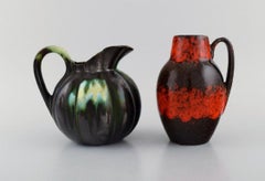 Five Retro Jugs in Glazed Ceramics. Belgium, 1960s-1970s