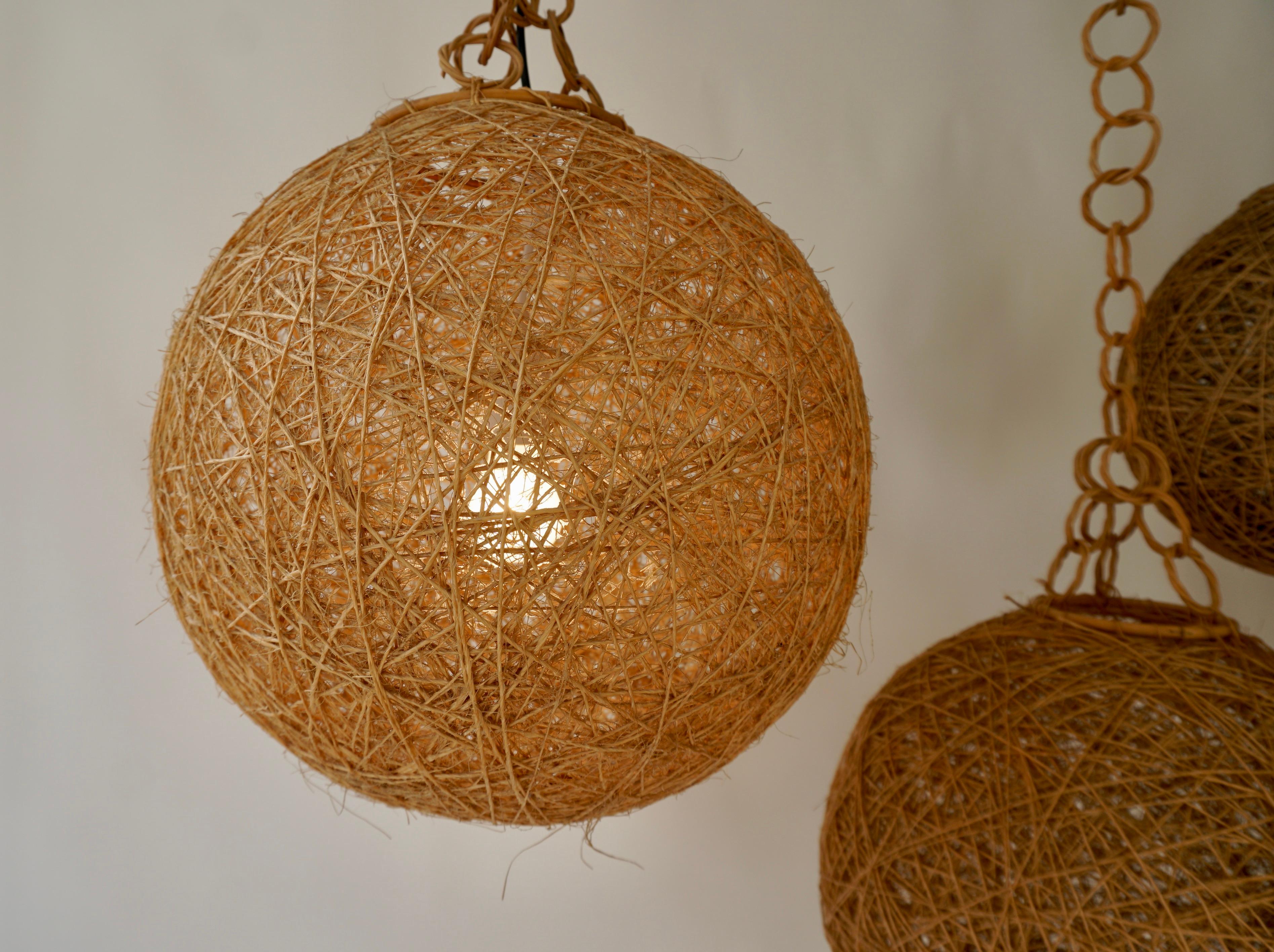 Five Rope Ball Pendant Lights, 1970s For Sale 5