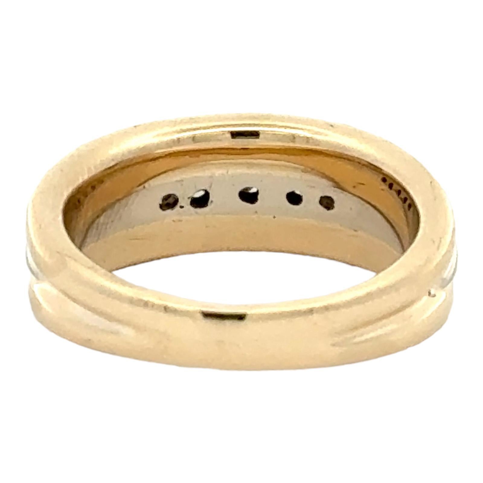 Women's Five Round Brilliant Cut Diamond 14 Karat White & Yellow Gold Wedding Band Ring For Sale