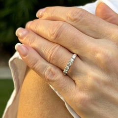 Five Round Brilliant Diamond 14 Karat Two Tone Gold Vintage Wedding Band Ring