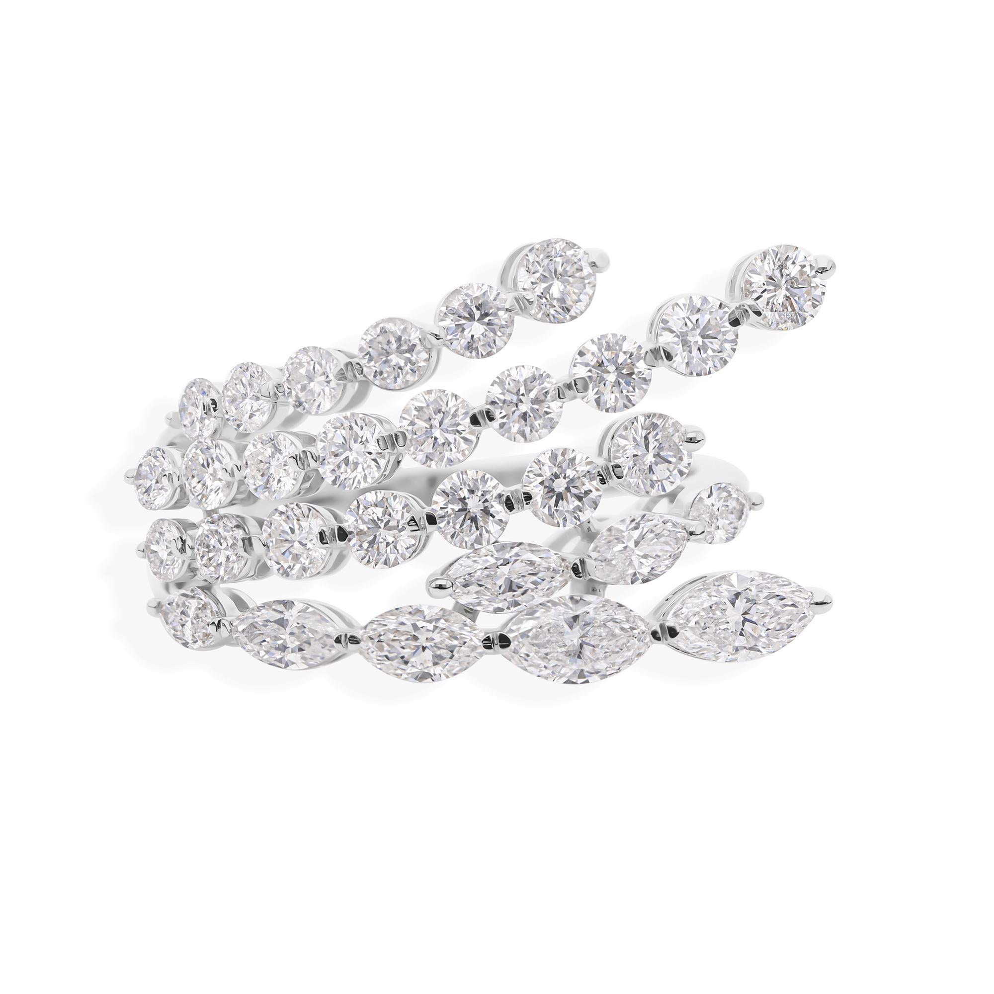 The Row 2.37cts Natural SI/H HRD Certified Diamond 18k White Gold Cocktail Ring (bague de cocktail en or blanc)